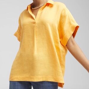 Chico's Orange Linen Popover Top Size 20 (4)